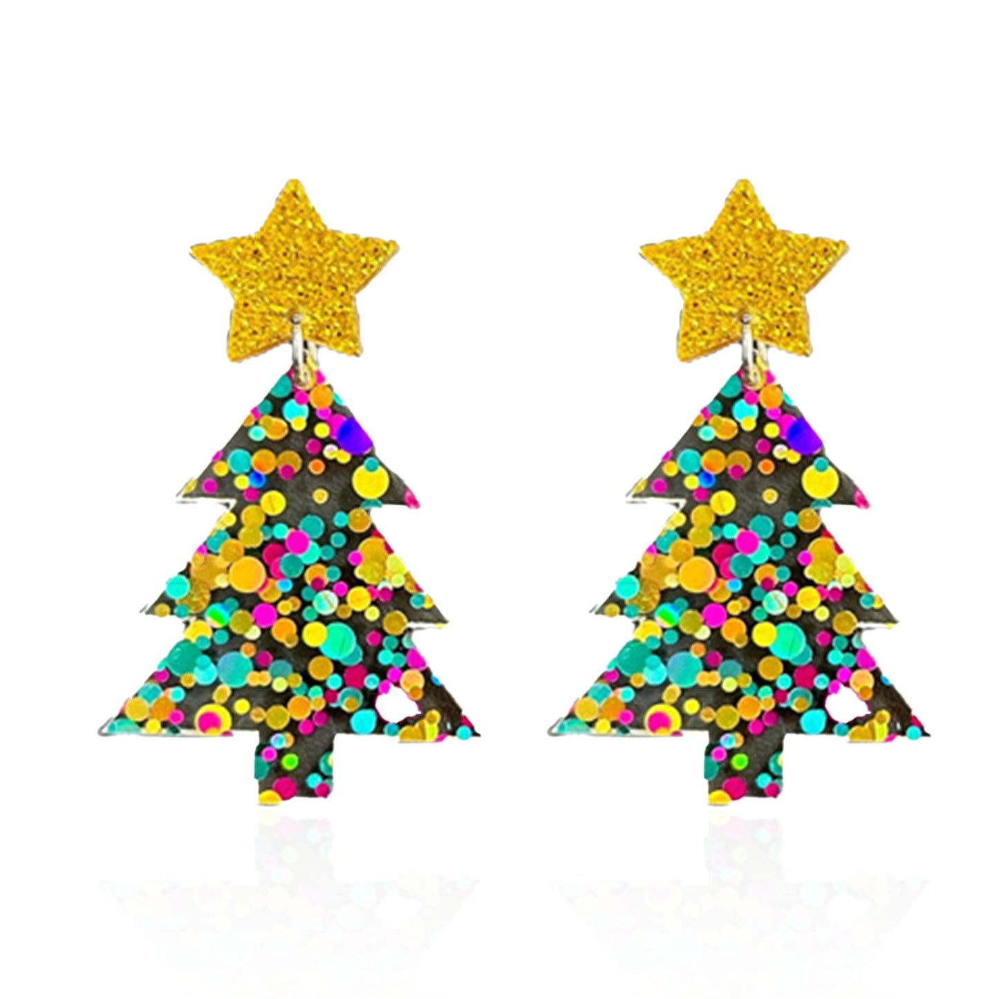 GBAHFY Sequin Christmas Tree Earrings for Women Acrylic Christmas Holiday Earrings Christmas Gifts (Circular Sequin)