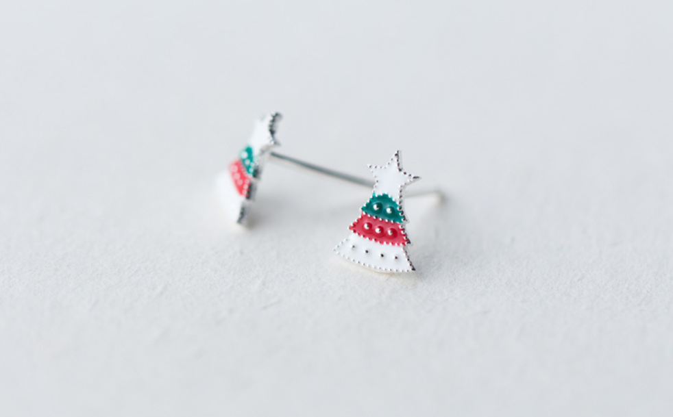 S925 Silver Christmas Tree Earrings for Women E4315