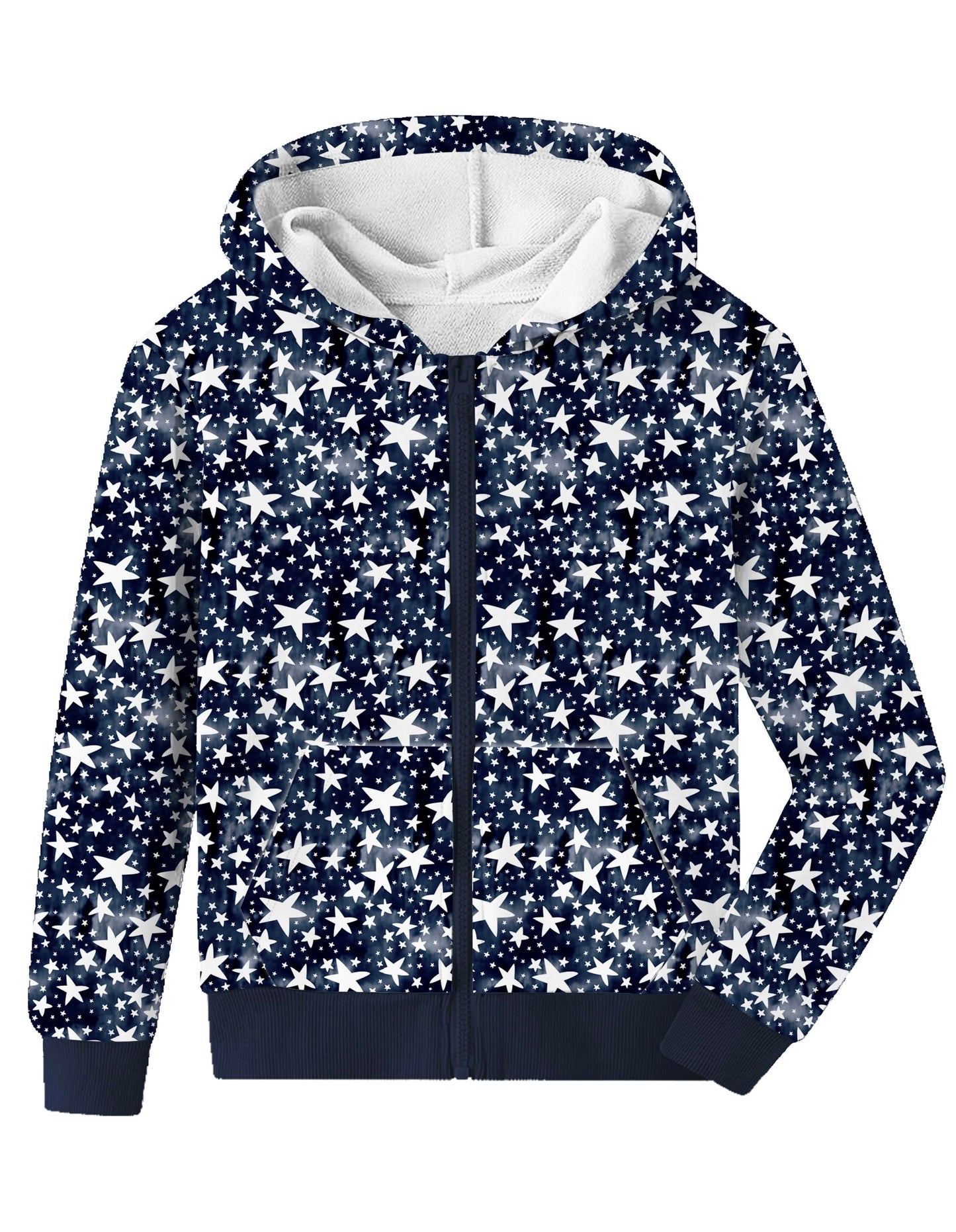 JEteenapex Girls/Boys Zip Up Hoodie Fall Winter Sweatshirt Soft Printed National Flag Day Jacket with Front Pockets star 130