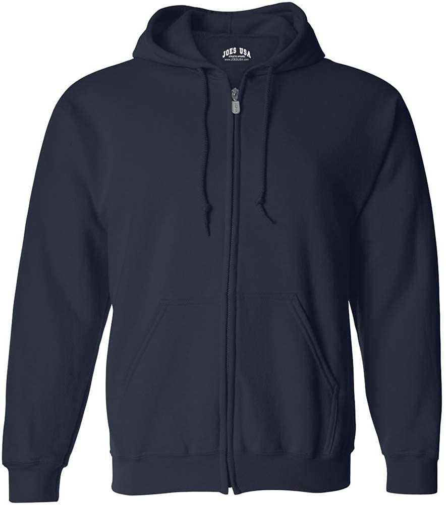 Joes USA Mens Full Zipper Hoodies - Hooded Sweatshirts Size L Navy