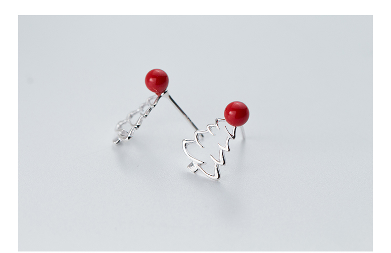 S925 Silver Christmas Earrings with Cute Hat and Tree