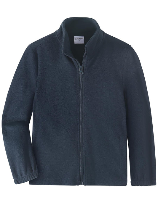 Spring&Gege Boys Lightweight Full-Zip Soft Polar Fleece Jackets for Boys and Girls Navy Blue Size 9-10 Years
