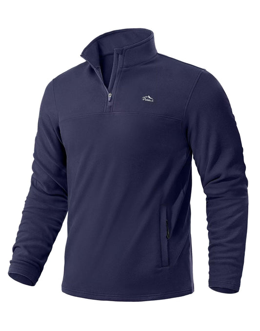 Pudolla Mens Quarter Zip Pullover Midweight Mens Sweatshirts Fleece 1/4 Golf Sweater for Men(Navy Blue M