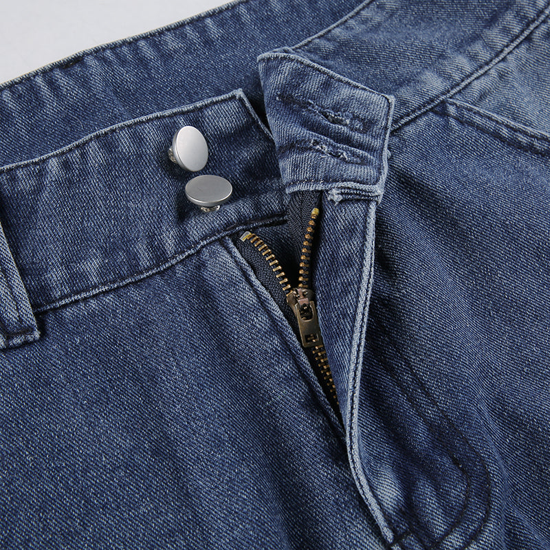 90s Vintage High Waist Baggy Cargo Jeans for Women