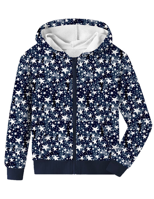 JEteenapex Girls/Boys Zip Up Hoodie Fall Winter Sweatshirt Soft Printed National Flag Day Jacket with Front Pockets star 130