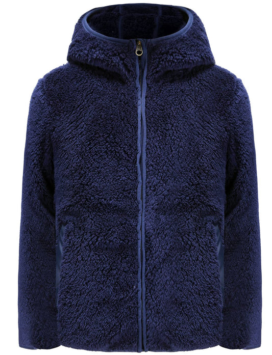 Boys Girls Soft Fleece Sherpa Full-zip Jacket (10 Years Navy Hooded)