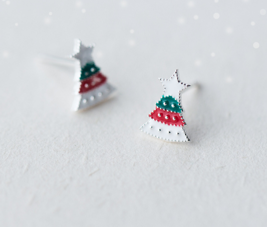 S925 Silver Christmas Tree Earrings for Women E4315