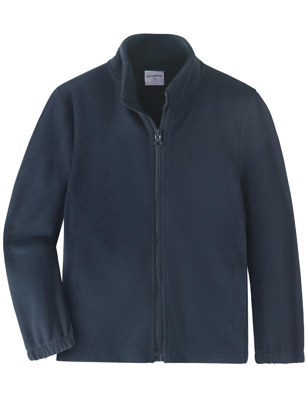 Spring&Gege Boys Lightweight Full-Zip Soft Polar Fleece Jackets for Boys and Girls Navy Blue Size 9-10 Years