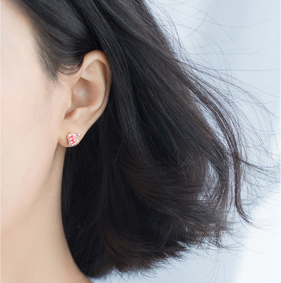 S925 Silver Christmas Earrings with Cute Hat and Tree