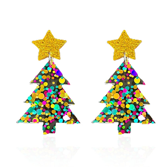 GBAHFY Sequin Christmas Tree Earrings for Women Acrylic Christmas Holiday Earrings Christmas Gifts (Circular Sequin)